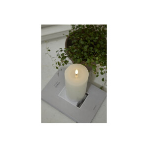 LED-Stumpenkerze Flamme Flow Weiß – 17,5?cm mit glänzender Vertiefung & Timer