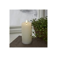 LED-Stumpenkerze Flamme Flow Weiß – 17,5?cm mit glänzender Vertiefung & Timer