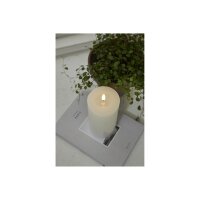 LED-Stumpenkerze Flamme Flow Weiß – 17,5?cm mit glänzender Vertiefung & Timer