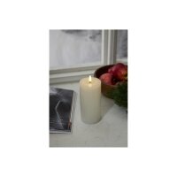 LED-Stumpenkerze Flamme Flow Weiß – 17,5?cm mit glänzender Vertiefung & Timer