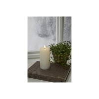 LED-Stumpenkerze Flamme Flow Weiß – 17,5?cm mit glänzender Vertiefung & Timer