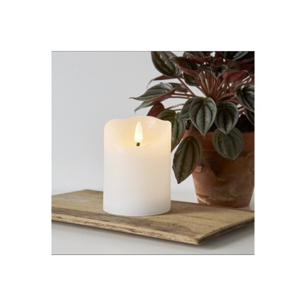 LED-Wachskerze Weiß – 10?cm mit rustikaler Oberfläche & Timerfunktion
