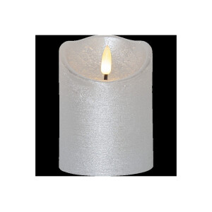 LED-Wachskerze Silber – 10?cm mit rustikaler Oberfläche & Timer