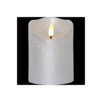 LED-Wachskerze Silber – 10?cm mit rustikaler Oberfläche & Timer