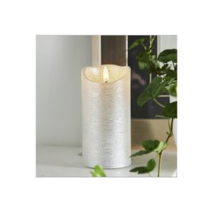 LED-Wachskerze Silber – 15?cm mit rustikaler...