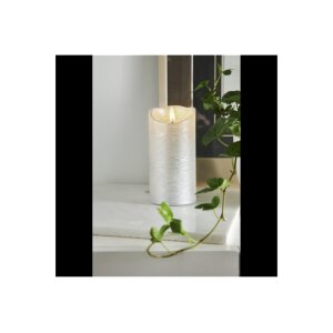 LED-Wachskerze Silber – 15?cm mit rustikaler...