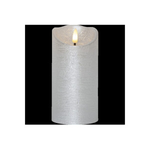 LED-Wachskerze Silber – 15?cm mit rustikaler Oberfläche & Timer