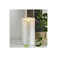 LED-Wachskerze Silber – 15?cm mit rustikaler Oberfläche & Timer