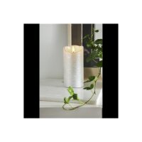 LED-Wachskerze Silber – 15?cm mit rustikaler Oberfläche & Timer