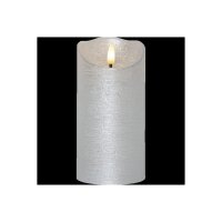 LED-Wachskerze Silber – 15?cm mit rustikaler Oberfläche & Timer