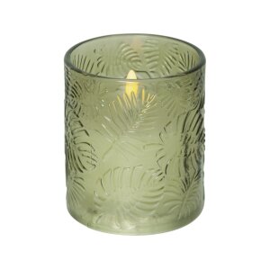 LED Stumpenkerze Flamme Leaf Grün – Dekokerze...