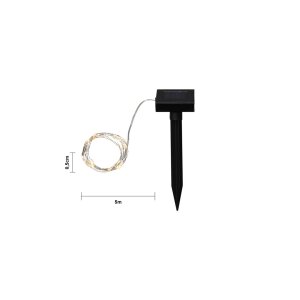 Solarlichterkette Dew Drop – 50 LED, 5?m, warmweiß für Garten & Balkon