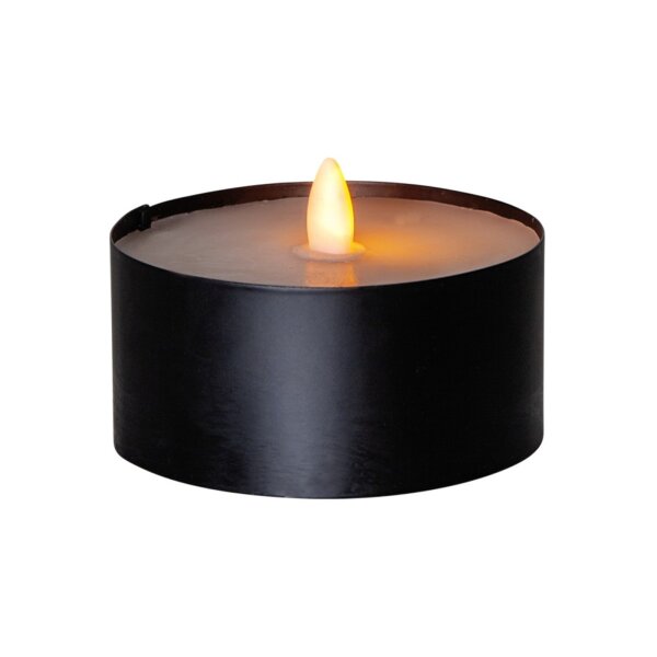 Fackelkerze LED Schwarz für Außen mit Timer – Naturgetreue Flamme, batteriebetrieben