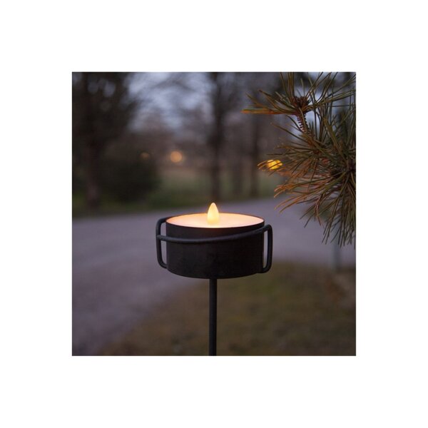 Fackelkerze LED Schwarz für Außen mit Timer – Naturgetreue Flamme, batteriebetrieben