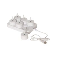 LED Teelichter 6er Pack Flamme Charge – Wiederaufladbar mit USB-Ladestation