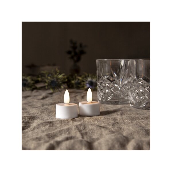 LED Teelichter Zweier Pack Flamme – Warmweiß mit Timerfunktion