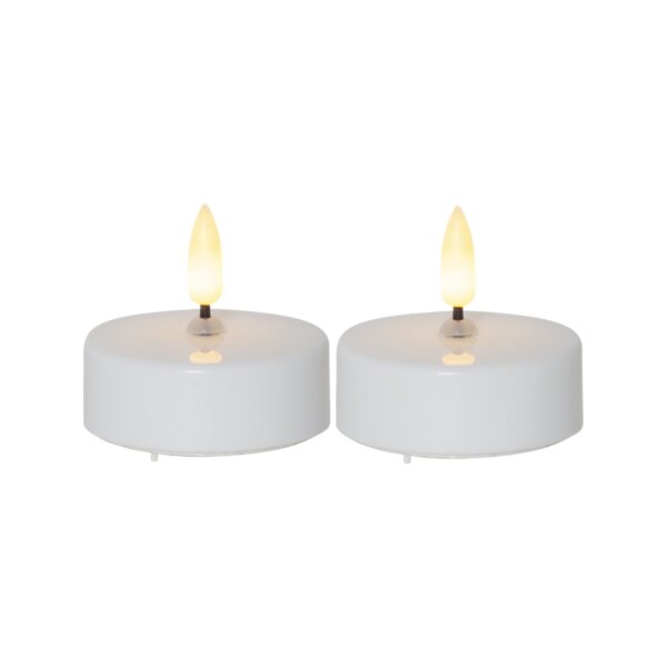 LED Teelichter 2er Pack Ø 58mm – Warmweiß mit Timerfunktion