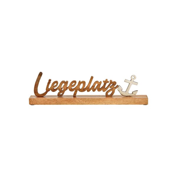 Schriftzug „Liegeplatz“ – Maritimes Dekor aus Holz & Metall, 40×11×5?cm