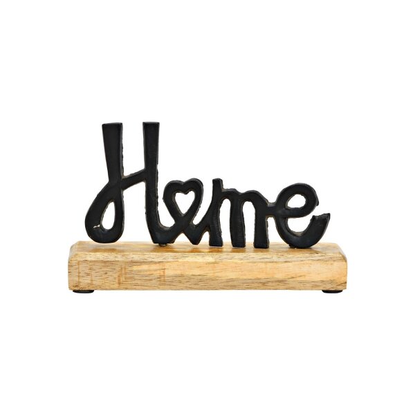 Schriftzug „Home“ auf Holzsockel – Metall Braun/Schwarz, 17×10×5?cm
