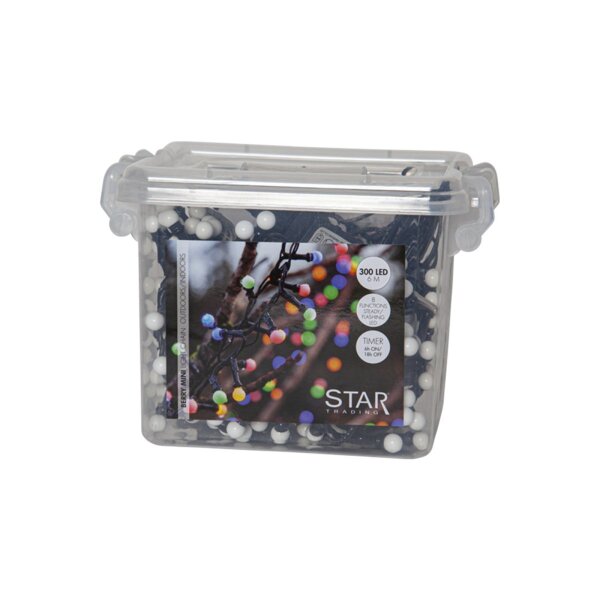 Lichterkette Berry Mini – 300 bunte LEDs für Außen, 6m mit Timer & Blinkfunktionen