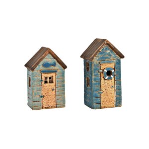 Haus Maritim aus Steingut, Blau, 2er-Set |...