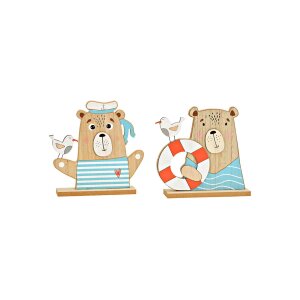 Aufsteller Bär Maritim aus Holz, Blau 2-er Set |...