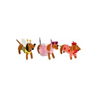 Figur Hund Dackel aus Filz 3er-Set | Braun/Pink/Gelb 14&times;9&times;4 cm