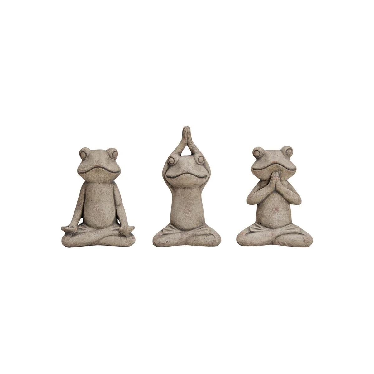 Yoga-Frosch aus Zement Grau 3er-Set |...