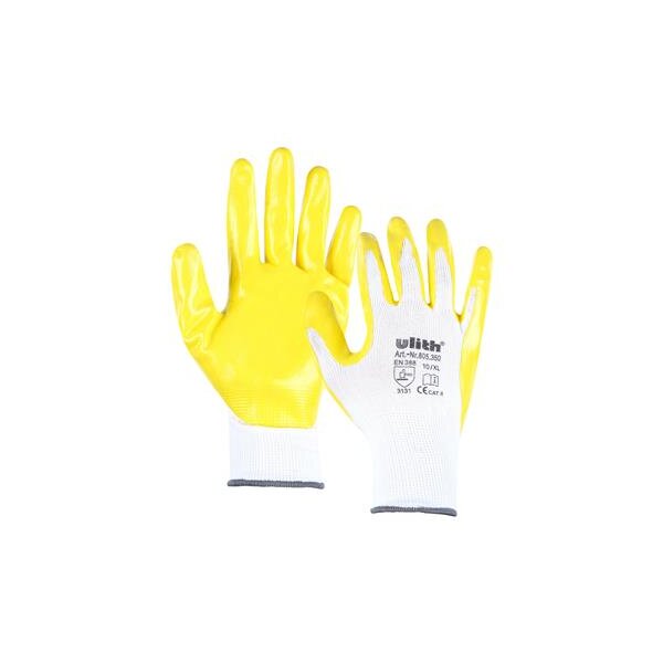 ULITH Nitril-Feinstrickhandschuhe – weiß/gelb, CE CAT 2, EN388