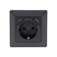 MILOS Steckdose mit USB, Anthrazit – UP, 16A, 2x 5V USB