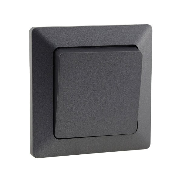MILOS Kreuzschalter Anthrazit – 250V~ 10A | Unterputz, Schraubanschluss, 80x80?mm