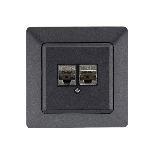 MILOS Netzwerkdose 2x CAT6 Anthrazit – Gigabit-fähig, Unterputz, hochwertig verarbeitet