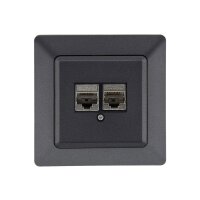 MILOS Netzwerkdose 2x CAT6 Anthrazit – Gigabit-fähig, Unterputz, hochwertig verarbeitet