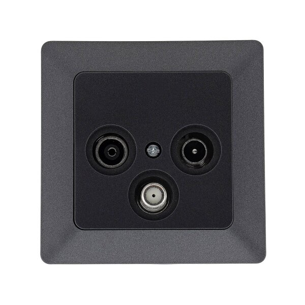 MILOS Antennendose TV Radio SAT – 3-Loch Dose | Anthrazit | HDTV & 4K tauglich