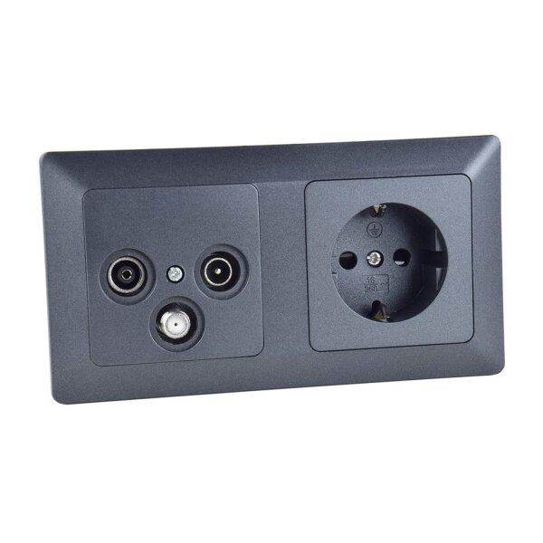 Milos Antennendose + Steckdose Kombination | SAT TV Radio | Anthrazit