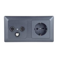 Milos Antennendose + Steckdose Kombination | SAT TV Radio | Anthrazit