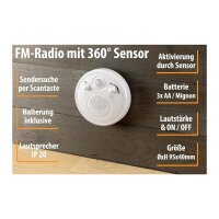 Radio mit Bewegungsmelder, FM-Radio, Batterie 3x AA, 3m Reichweite