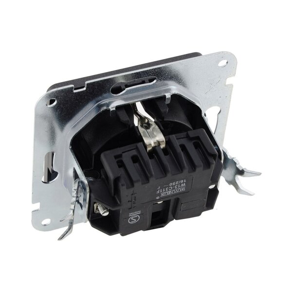 MILOS Steckdose Unterputz 230V/ 16A Schutzkontakt Klemmanschluss UP Montage mit erhöhtem Berührungsschutz Anthrazit