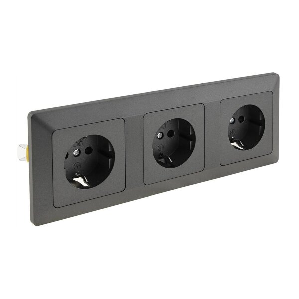 MILOS Set 3 Steckdo.+ 3-fach Rahmen 250V~/ 16A, Steckanschluss, Anthrazit