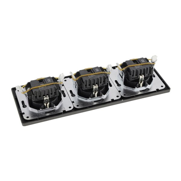 MILOS Set 3 Steckdo.+ 3-fach Rahmen 250V~/ 16A, Steckanschluss, Anthrazit