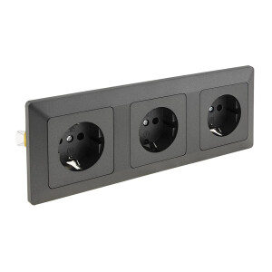 MILOS Set 3 Steckdo.+ 3-fach Rahmen 250V~/ 16A, Steckanschluss, Anthrazit