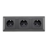 MILOS Set 3 Steckdo.+ 3-fach Rahmen 250V~/ 16A, Steckanschluss, Anthrazit