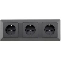 MILOS Set 3 Steckdo.+ 3-fach Rahmen 250V~/ 16A, Steckanschluss, Anthrazit