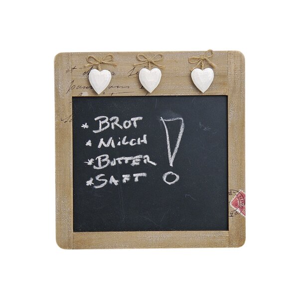 Memotafel Holz 3 Herzen – Natur/Schwarz 28x29 cm | Deko & Notiztafel