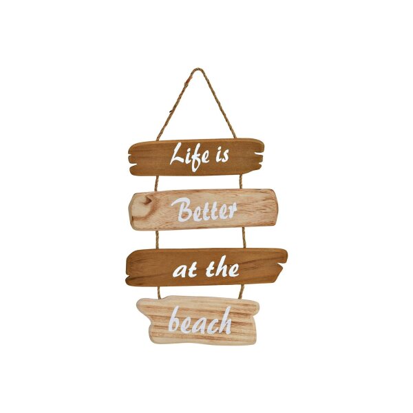 Wandhänger "Life is better at the beach" – Holz Natur 28x35 cm | Maritime Deko