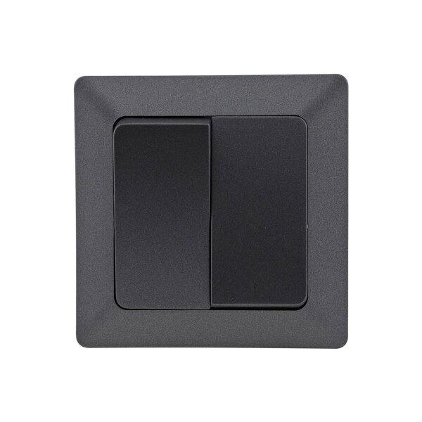 MILOS Serien-Schalter 2-fach, Anthrazit 250V~/ 10A, inkl. Rahmen, UP