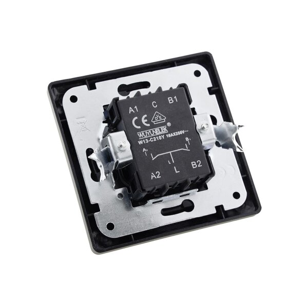 MILOS Serien-Schalter 2-fach, Anthrazit 250V~/ 10A, inkl. Rahmen, UP