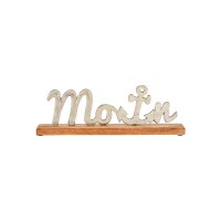 Schriftzug "Moin" &ndash; Maritimer Aufsteller aus Metall &amp; Mangoholz 40&times;13&times;5?cm