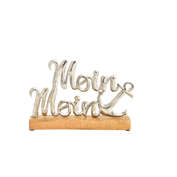 Deko-Schriftzug "Moin Moin" – Maritimer Aufsteller aus Metall & Holz 27×18×5?cm