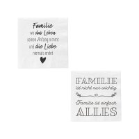 Servietten Familie 20er Pack &ndash; 33&times;33?cm &ndash; Papier wei&szlig; mit Familienspr&uuml;chen